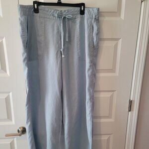 Lauren Wide-Leg Blue Linen Pants - Size 16